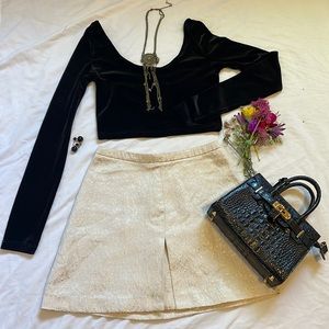 H&M Jacquard Golden Mini Skirt size 2